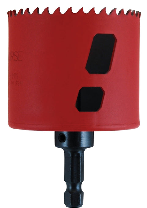 Morse MHSA34C Hole Saw, 2-1/8 in Dia, 1-15/16 in D Cutting, 3/8 in Arbor, 4/6 TPI, HSS Cutting Edge