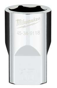 Milwaukee 45-34-9118 Socket, 17 mm Socket, Standard Socket, 1/2 in Drive, 6 -Point, Chrome Vanadium Steel, Chrome