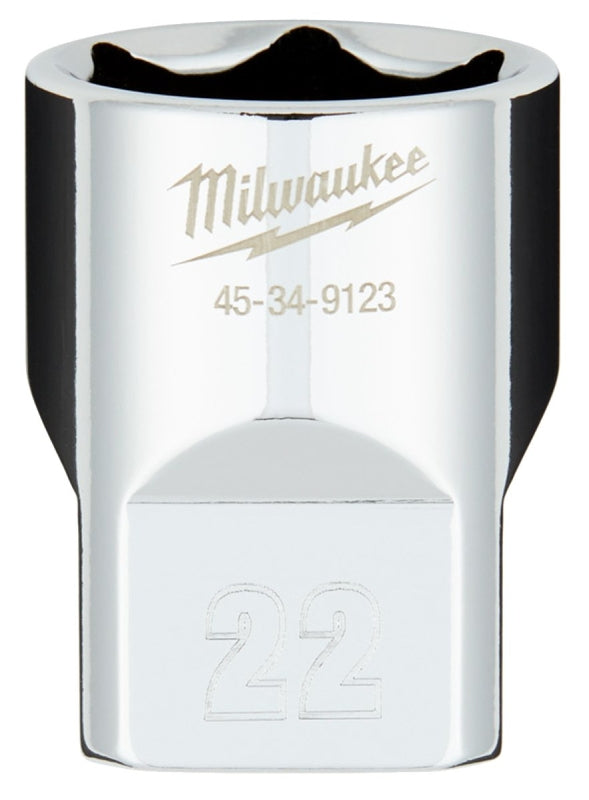 Milwaukee 45-34-9123 Socket, 22 mm Socket, 1/2 in Drive, 6-Point, Chro ...