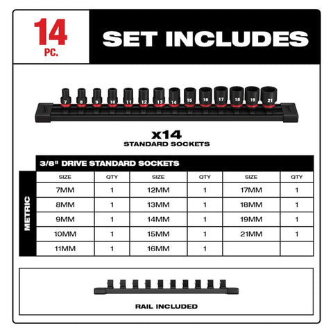 SOCKET ST 6POINT MET STD 3/8IN