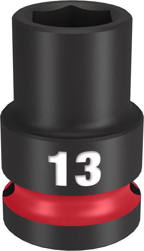Milwaukee SHOCKWAVE Impact Duty 49-66-6245 Shallow Impact Socket, 13 mm Socket, 1/2 in Drive, Square Drive, 6-Point