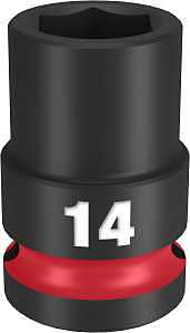 Milwaukee SHOCKWAVE Impact Duty Series 49-66-6246 Shallow Impact Socket, 14 mm Socket, 1/2 in Drive, Square Drive
