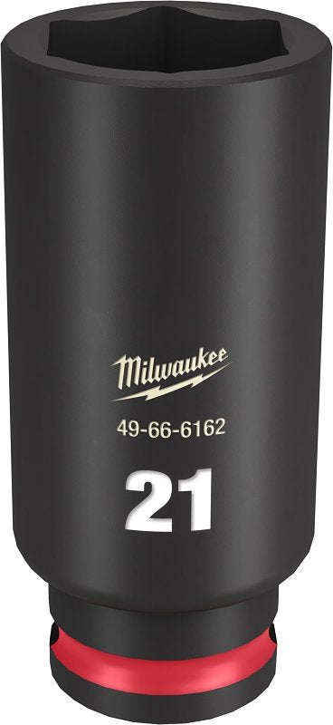 Milwaukee SHOCKWAVE Impact Duty 49-66-6162 Deep Impact Socket, 21 mm Socket, 3/8 in Drive, Square Drive, 6-Point