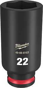 Milwaukee SHOCKWAVE Impact Duty Series 49-66-6163 Deep Impact Socket, 22 mm Socket, 3/8 in Drive, Square Drive, 6-Point