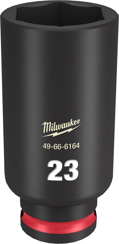 Milwaukee SHOCKWAVE Impact Duty 49-66-6164 Deep Impact Socket, 23 mm Socket, 3/8 in Drive, Square Drive, 6-Point