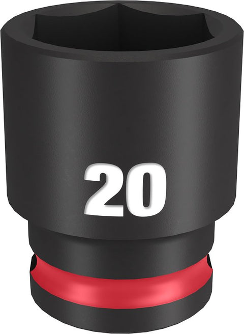 Milwaukee SHOCKWAVE Impact Duty 49-66-6737 Shallow Impact Socket, 20 mm Socket, 3/8 in Drive, Square Drive, 6-Point