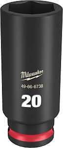 Milwaukee SHOCKWAVE Impact Duty Series 49-66-6738 Deep Impact Socket, 20 mm Socket, 3/8 in Drive, Square Drive, 6-Point