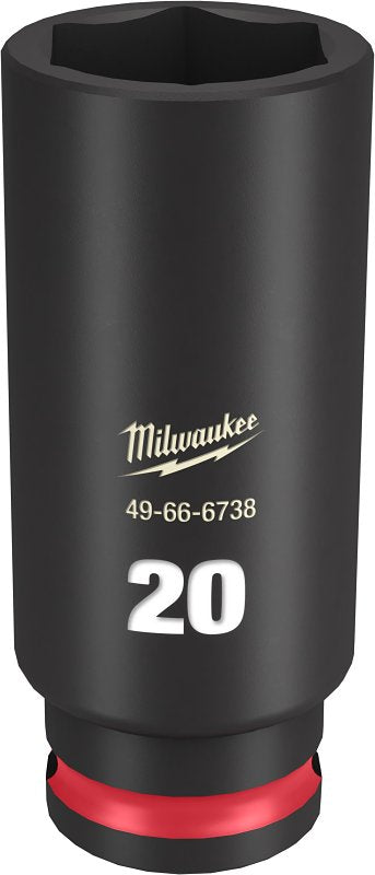Milwaukee SHOCKWAVE Impact Duty 49-66-6738 Deep Impact Socket, 20 mm Socket, 3/8 in Drive, Square Drive, 6-Point