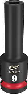 Milwaukee SHOCKWAVE Impact Duty Series 49-66-6270 Deep Impact Socket, 9 mm Socket, 1/2 in Drive, Square Drive, 6-Point