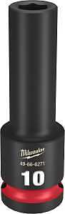 Milwaukee SHOCKWAVE Impact Duty Series 49-66-6271 Deep Impact Socket, 10 mm Socket, 1/2 in Drive, Square Drive, 6-Point