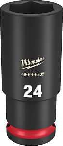 Milwaukee SHOCKWAVE Impact Duty Series 49-66-6285 Deep Impact Socket, 24 mm Socket, 1/2 in Drive, Square Drive, 6-Point