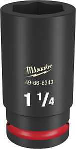 Milwaukee SHOCKWAVE Impact Duty Series 49-66-6343 Deep Impact Socket, 1-1/4 in Socket, 3/4 in Drive, Square Drive