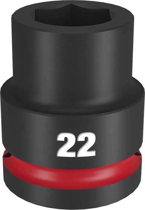 Milwaukee SHOCKWAVE Impact Duty 49-66-6360 Impact Socket, 22 mm Socket, Shallow D Socket, 62 mm OAL, 3/4 in Drive, Steel