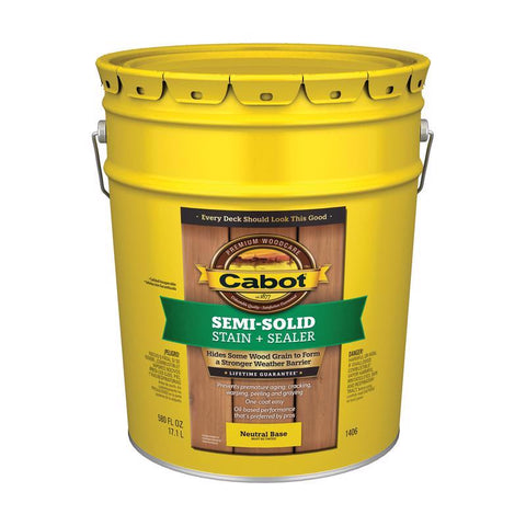 Cabot 1400 Series 140.0001406.008 Exterior Stain, Semi-Solid, Neutral Base, Liquid, 5 gal, Pail