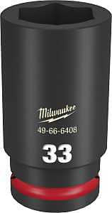 Milwaukee SHOCKWAVE Impact Duty Series 49-66-6408 Deep Impact Socket, 33 mm Socket, 3/4 in Drive, Square Drive, 6-Point