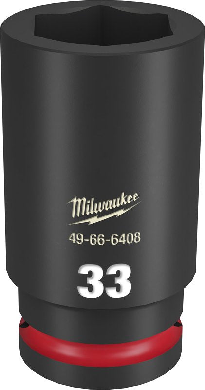 Milwaukee SHOCKWAVE Impact Duty 49-66-6408 Deep Impact Socket, 33 mm Socket, 3/4 in Drive, Square Drive, 6-Point