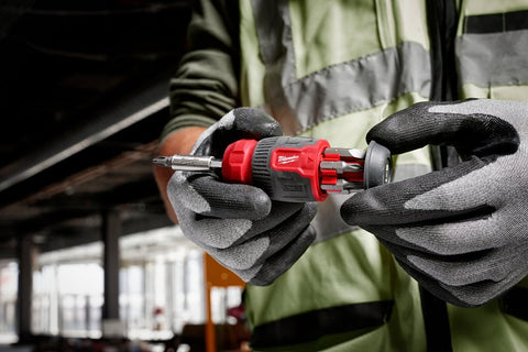 Milwaukee 48-22-2910 8-in-1 Compact Multi-Bit Screwdriver, 1/4 in Drive, Hex Drive, 4.69 in OAL, Plastic Handle