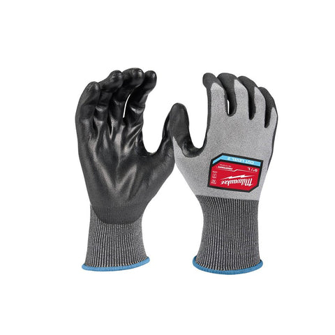 Milwaukee 48-73-8722 Dipped Gloves, L, 9-1/4 in L, Reinforced Thumb, Polyurethane, Black/Gray