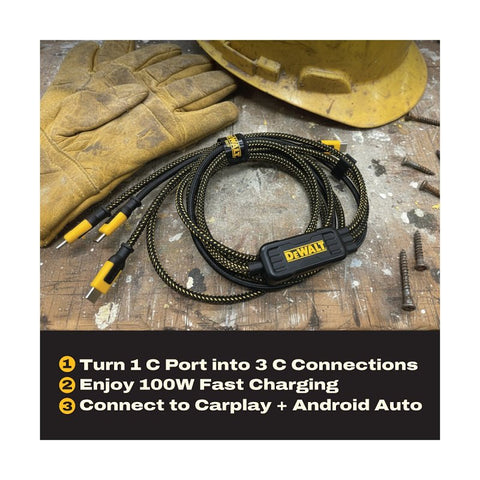 DEWALT 131 0099 DW2 Splitter Cable, Type C, Type C, 6 ft L, Pack of 2