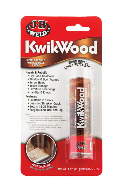 J-B Weld KwikWood Tan Epoxy Putty Stick 1 oz.