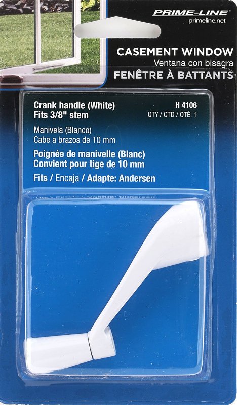 Prime-Line H 4106 Crank Handle, 3-1/8 in Projection, White, Zinc, Painted
