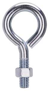 ProSource LR287 Eye Bolt, 12.5 mm Thread, Machine Thread, 1-3/8 in L Thread, 2-1/8 in Dia Eye, 630 lb Working Load, Zinc, Pack of 10