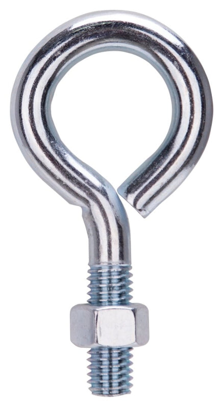 ProSource LR287 Eye Bolt, 12.5 mm Thread, Machine Thread, 1-3/8 in L Thread, 2-1/8 in Dia Eye, 630 lb Working Load, Zinc, Pack of 10