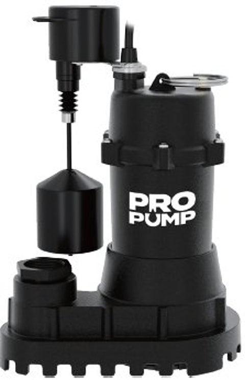 PROPUMP SBI03304VP Sump Pump, 1-Phase, 5 A, 115 V, 1/3 hp, 1-1/2 in Outlet, 28 ft Max Head, 4080 gph, Cast Iron