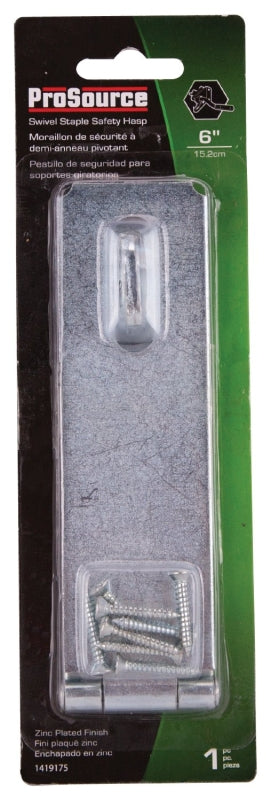 ProSource LR-127-BC3L-PS Safety Hasp, 6 in L, 6 in W, Steel, Zinc, 3/8 in Dia Shackle, Swivel Staple