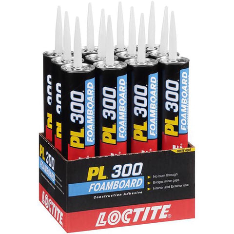 Loctite PL 1421930 Foamboard Adhesive, Blue, 28 oz Cartridge, Pack of 12