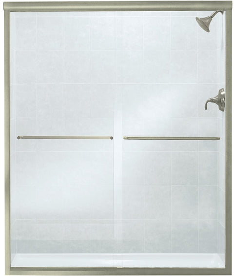 Sterling 5475-59N-G05 Shower Door, Nickel Frame, Clear Glass, Tempered Glass, Frameless Frame, Aluminum Frame