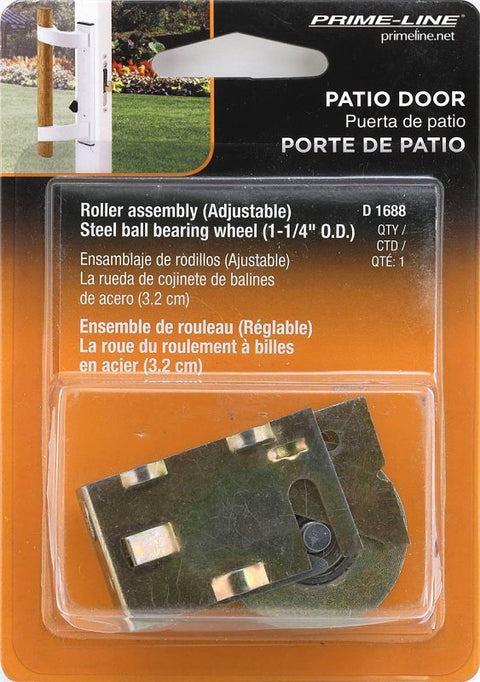 Prime-Line D 1688 Roller Assembly, 2 in L x 9/16 in W x 1-3/16 in H Dimensions, 1-1/4 in Dia Roller, 5/16 in W Roller