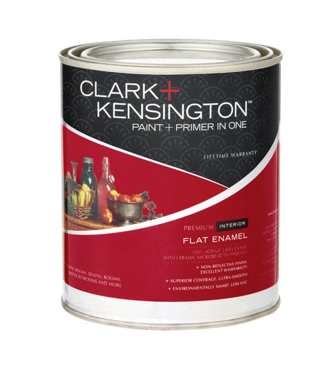 Clark+Kensington Flat Interior Acrylic Latex Enamel Paint 50g/L Black 1 qt.