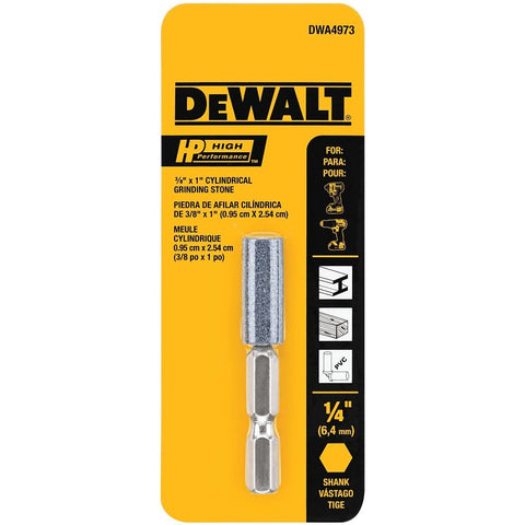 DEWALT DWA4973 Cylindrical Grinding Stone, 3/8 in Dia, 1/4 in Arbor/Shank, Medium, Aluminum Oxide Abrasive