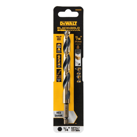 DEWALT DWA5028 Drill Bit, 7/16 in Dia, 5-3/4 in OAL, 1/4 in Dia Shank, Hex Shank