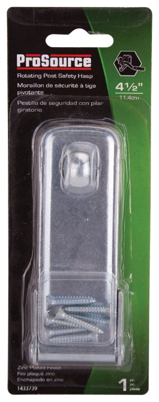 ProSource BH-707ZP3L-PS Safety Hasp, 4-1/2 in L, 4-1/2 in W, Steel, Zinc, 3/8 in Dia Shackle, Swivel Staple