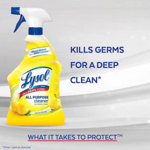 Lysol Lemon Scent All Purpose Cleaner Liquid 32 oz, Pack of 12