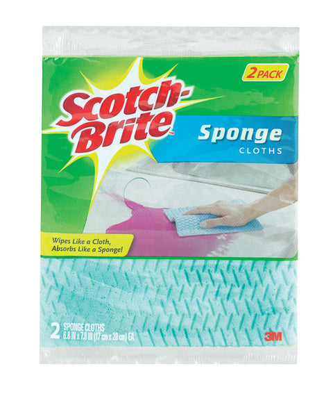 Scotch-Brite Cellulose Sponge Cloth 6.8 in. L x 7.8 in. W 2 pk