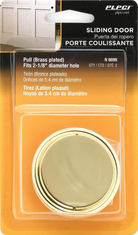 Prime-Line N 6699 Door Pull, 5/16 in D, Steel, Brass