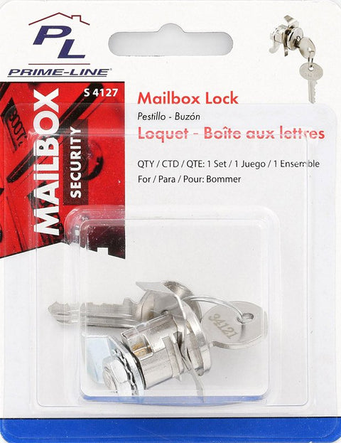 Defender Security S 4127 Mailbox Lock, 13/16 in W Dimensions, Tumbler Lock, Keyed Key, Nickel