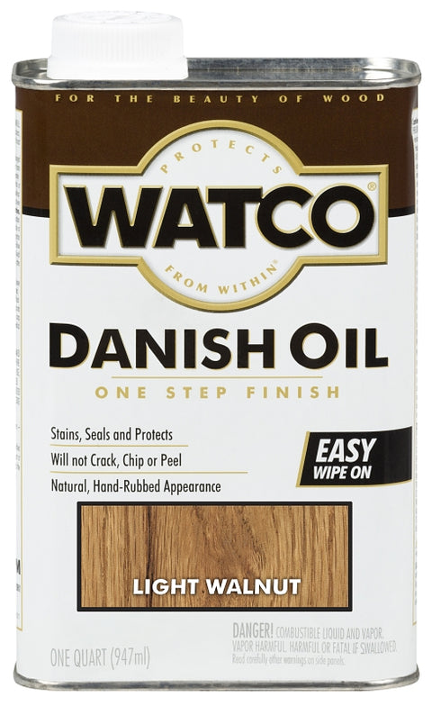 WATCO 65541 Danish Oil, Light Walnut, Liquid, 1 qt Can