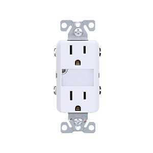 Eaton TR7734W-KB-L Duplex Outlet, 2-Pole, 15 A, 125 V, Back, Side Wiring, NEMA: 5-15R, White