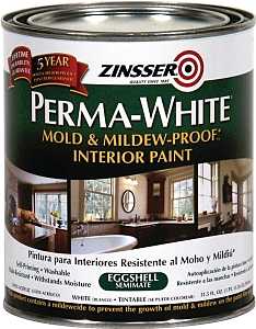 Zinsser 02774 Kitchen and Bath Paint, Eggshell, White, 1 qt Can, Water