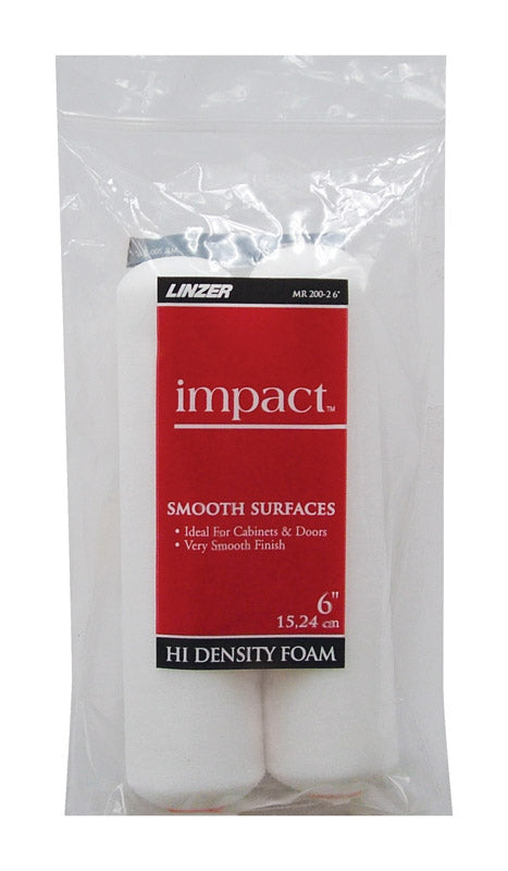 Linzer Impact Foam Paint Roller Cover 1/4 in. L x 6 in. W 2 pk