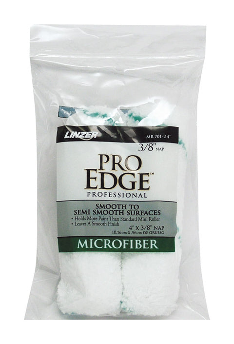 Linzer Pro Edge Microfiber Paint Roller Cover 3/8 in. L x 4 in. W 2 pk