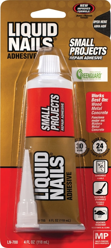 Liquid Nails LN-700 Construction Adhesive, White, 4 oz Squeeze Tube, Pack of 6