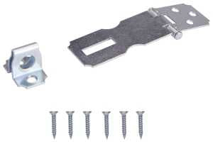 ProSource LR-120-BC3L-PS Safety Hasp, 2-1/2 in L, 2-1/2 in W, Steel, Zinc, 9/32 in Dia Shackle, Fixed Staple