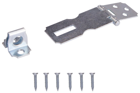 ProSource LR-120-BC3L-PS Safety Hasp, 2-1/2 in L, 2-1/2 in W, Steel, Zinc, 9/32 in Dia Shackle, Fixed Staple