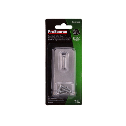 ProSource LR-131-BC3L-PS Safety Hasp, 3-1/2 in L, 3-1/2 in W, Steel, Galvanized, 7/16 in Dia Shackle, Fixed Staple