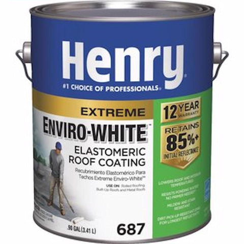 Henry HE687046 Elastomeric Roof Coating, White, 0.9 gal Can, Cream, Pack of 4